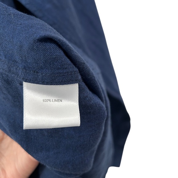 Collars & Co. Men's Linen Dress Shirt Medium navy blue button up NWT - Picture 10 of 11